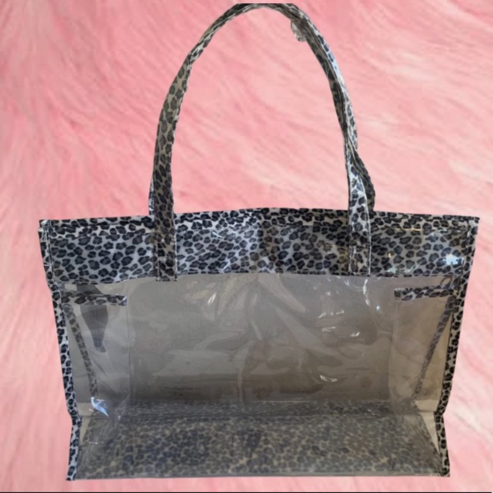 Snow Leopard clear transparent tote bag